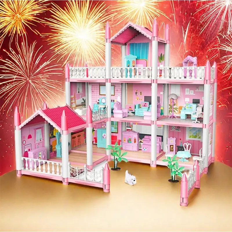 Casa delle Bambole 3 Piani con 9 Stanze Accessori e Mobili regalo bambina