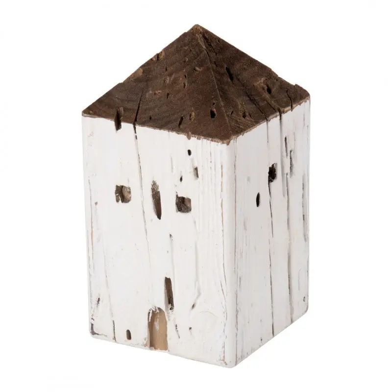 Casetta Decorativa L'oca Nera Legno Riciclato Bianca 12x22 cm