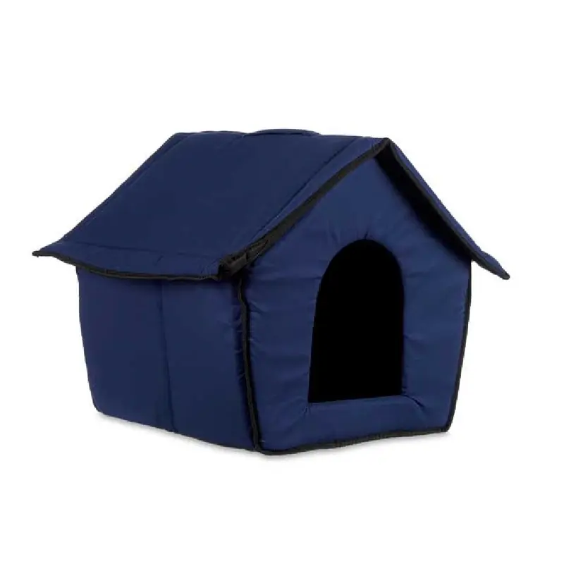 Casetta Pieghevole per Animali Domestici in Tessuto Blu 43x43x36cm Cani e Gatti