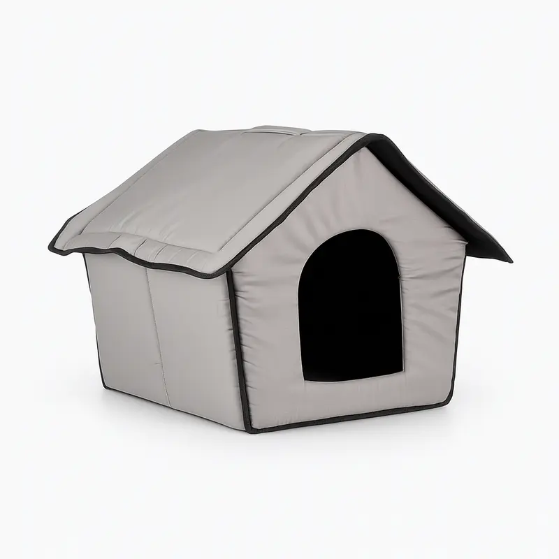 Casetta Pieghevole per Animali Domestici in Tessuto Grigio 43x43x36cm Cani e Gatti