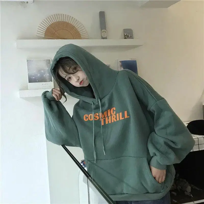 Cashmere sweater women's autumn and winter new loose Korean BF lazy versatile top ins thick Hoodie