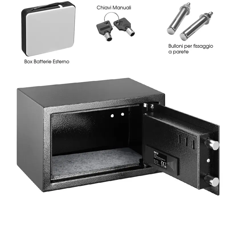 Cassaforte Muro Numerica Digitale Elettronica 31x20 H20 cm Casa Hotel B&B Nero