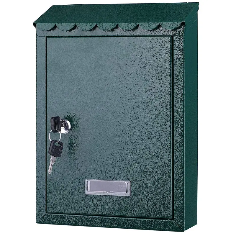 Cassetta Postale da Parete in Metallo Inox con Chiave per Esterno e Interno Verde