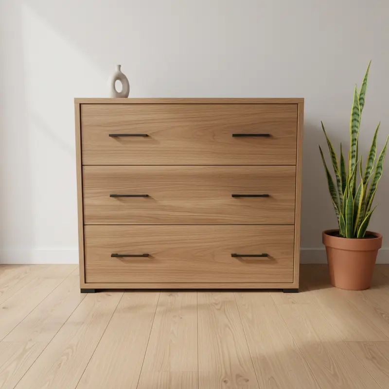 Cassettiera in Noce con 3 Cassetti – Design Moderno