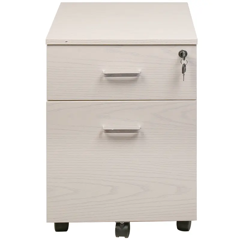 Cassettiera Schedario da Ufficio in legno Bianco 2 Cassetti con Serratura 40x45x55cm