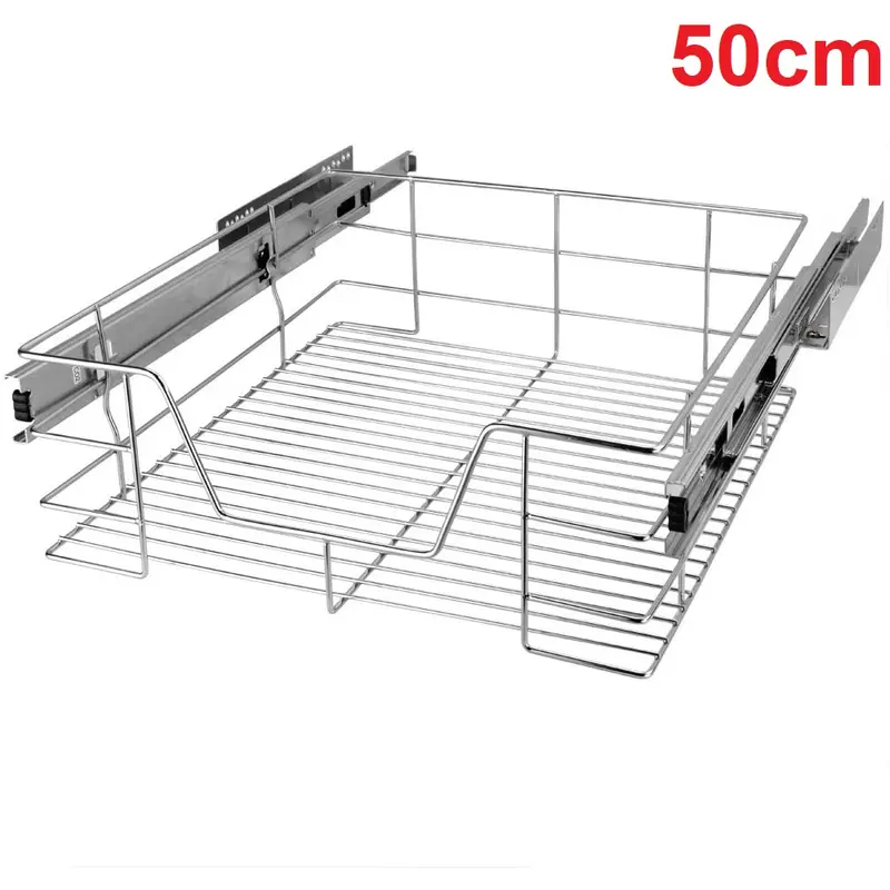 Cassetto Telescopico Cucina 50cm Cestello Acciaio Estraibile Organizer Salvaspazio