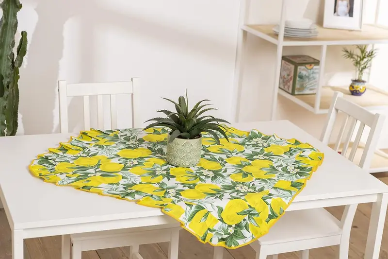 Centrotavola 90x90 cm stile country in misto cotone linea Limoni