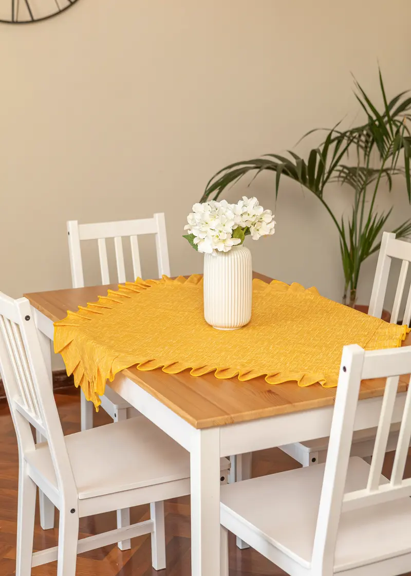 Centrotavola Quadrato 90x90 cm Stile Shabby Chic in misto cotone linea Unito