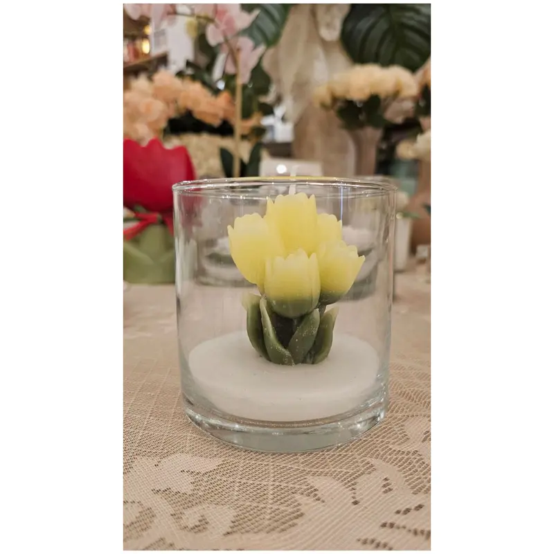 Cereria Parma Bicchiere medio con candela profumata tulipani D10xH10 cm 5 varianti(1 unità)