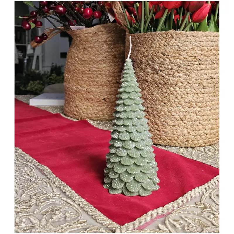 Cereria Parma Candela Albero slim di Natale grande D10xH30 cm 3 varianti(1 unità)