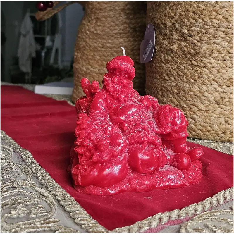 Cereria Parma Candela Babbo Natale artigianale D14H14 cm