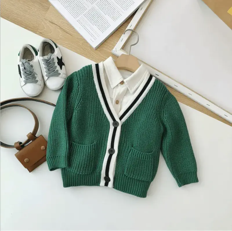 Chen Chen Ma baby children's clothing autumn sweater sweater baby sweater cardigan college wind color jacket