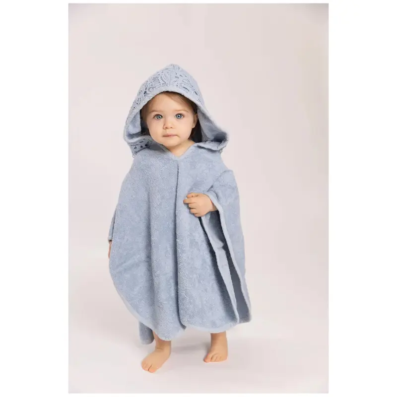 Chez Moi Poncho bambino in spugna di cotone e pizzo "Gita a Venezia" 4 varianti(1 unità)