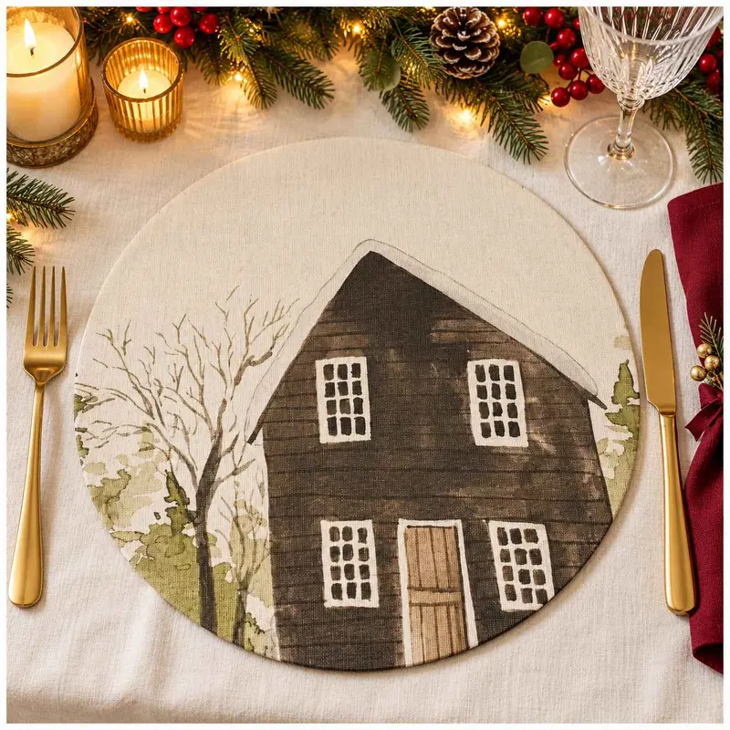 Chez Moi Set 2 sottopiatti cerati di natale "Chalet" D34 cm 3 varianti(2 unità)