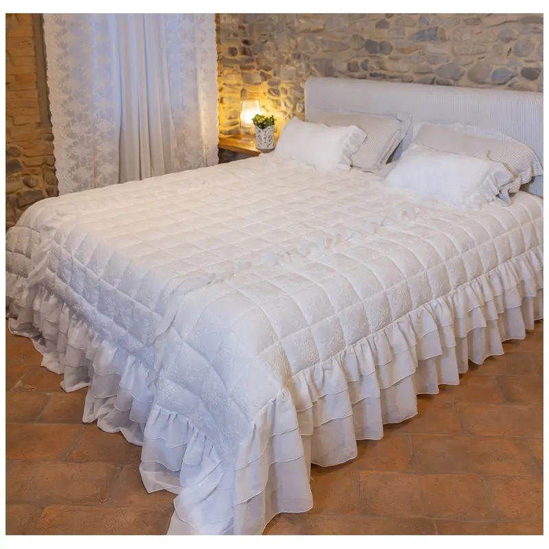 Chez Moi Trapunta matrimoniale primaverile in cotone "Roseto" 270x270 cm 2 varianti (1pz)