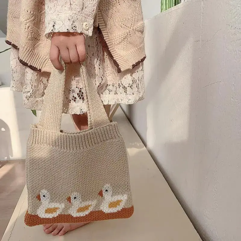 Children's Knitted Shoulder Bag Cartoon Bag