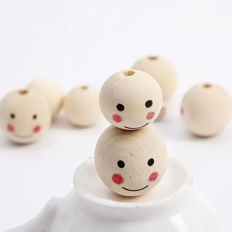 Children's Log DIY Color Smile Doll Head Beaded Accessories