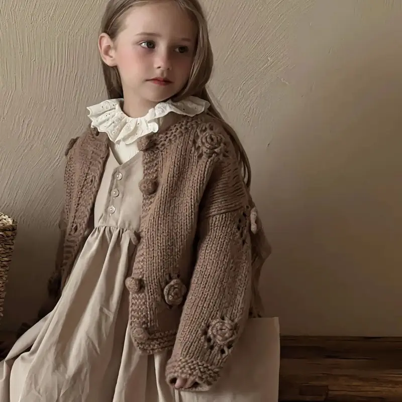 Children's Vintage Sweater Girls' Soft Cardigan