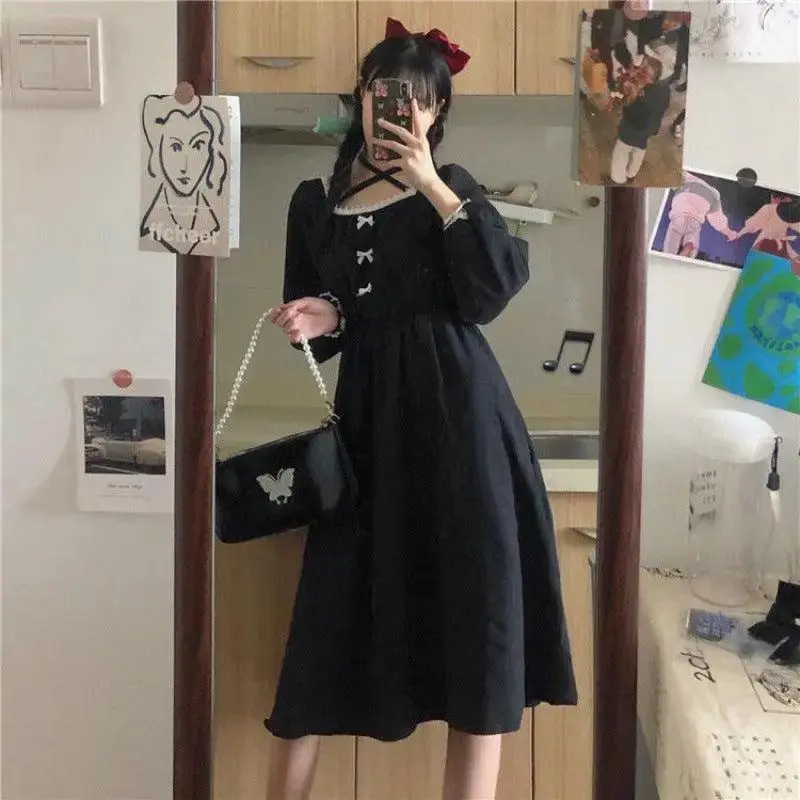 College Style Bow Tie Waist Jumpsuit Hepburn Style Little Black Dress