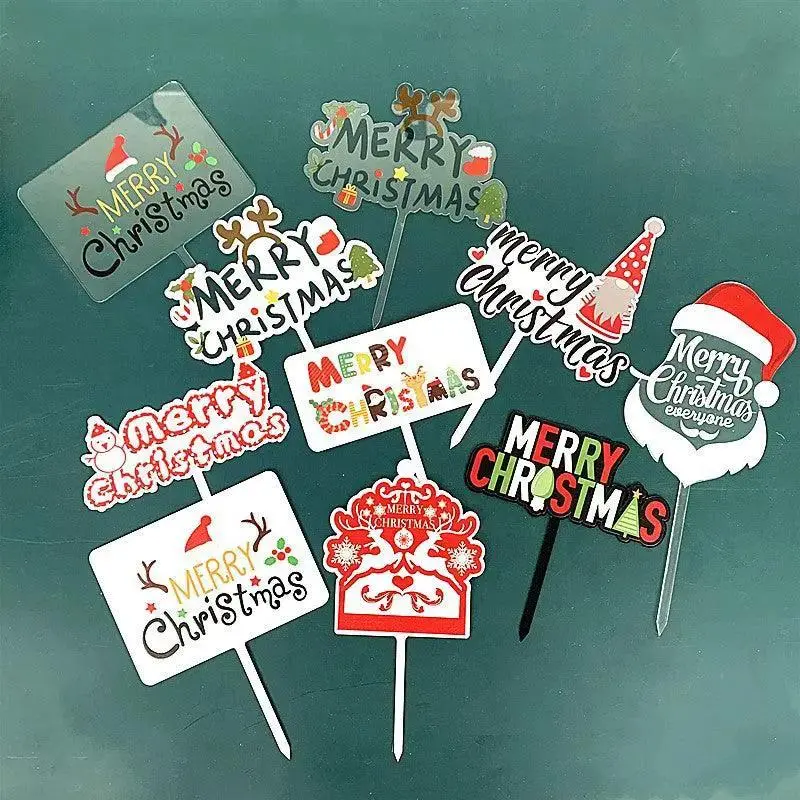 Colorful Printing Christmas Acrylic Cake Insert Sign