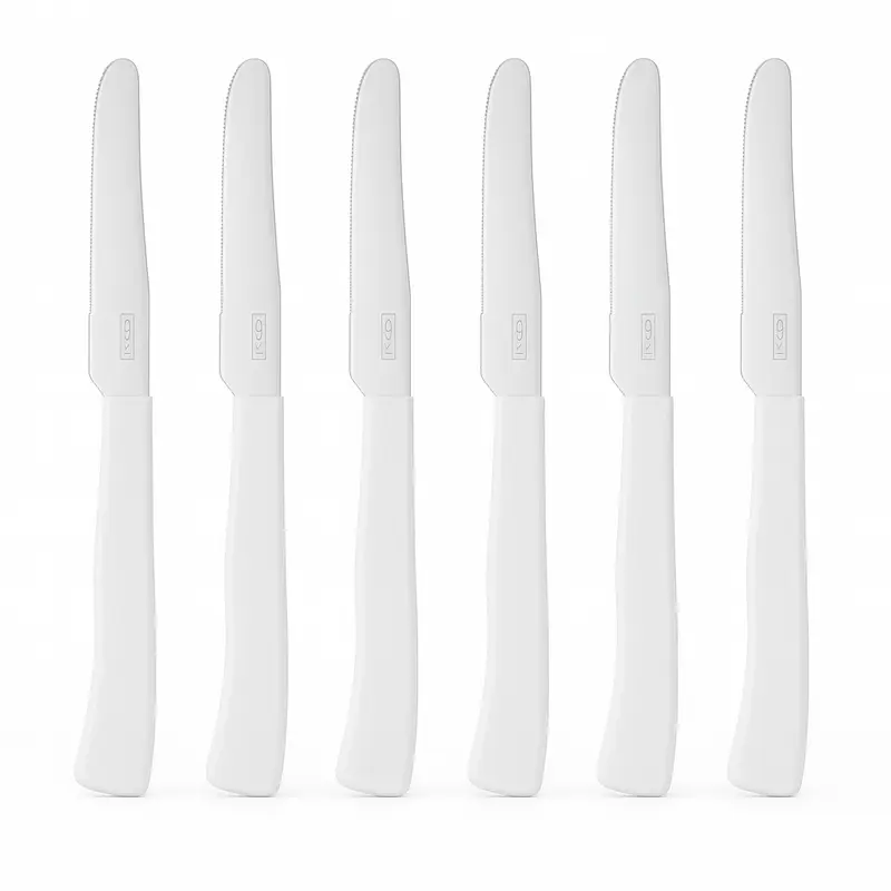 Coltelli da Tavola 24pz Manico in Polipropilene Doppia Affilatura 22cm Bianco