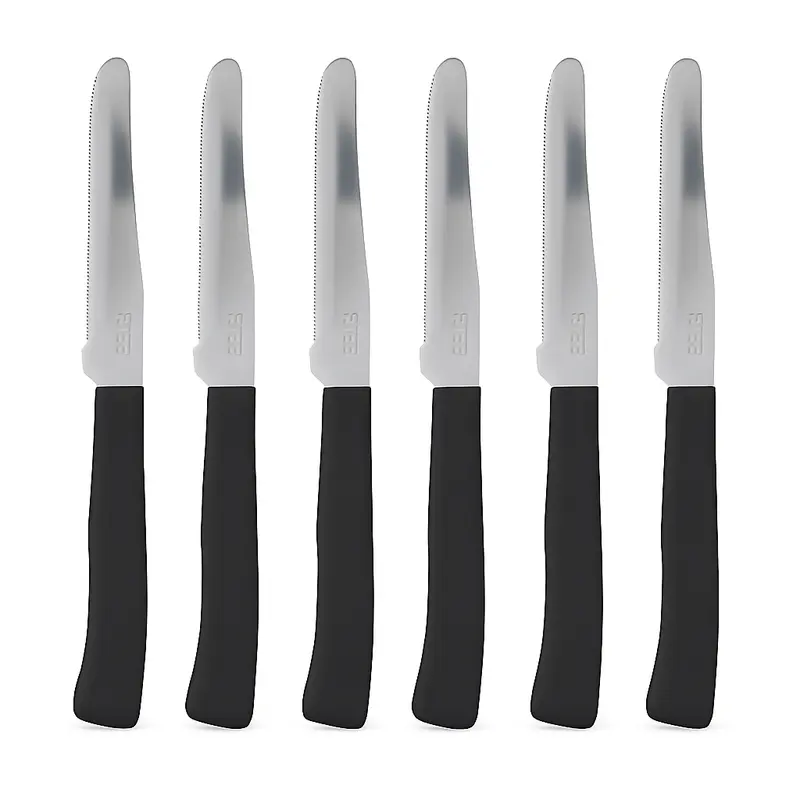 Coltelli da Tavola 24pz Manico in Polipropilene Doppia Affilatura 22cm Nero