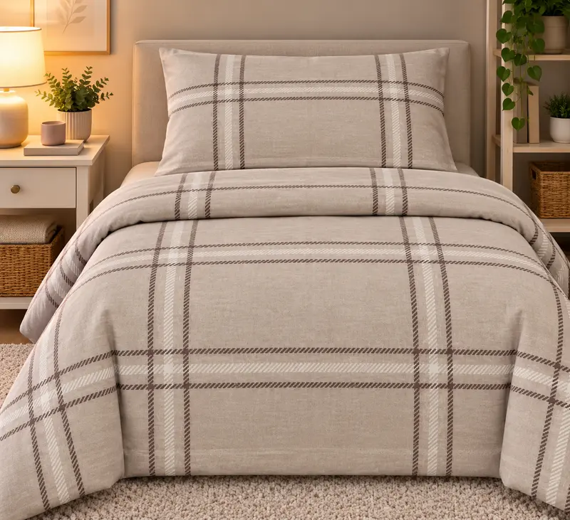 Completo Letto Flanella Piazza e Mezza Mayson Beige