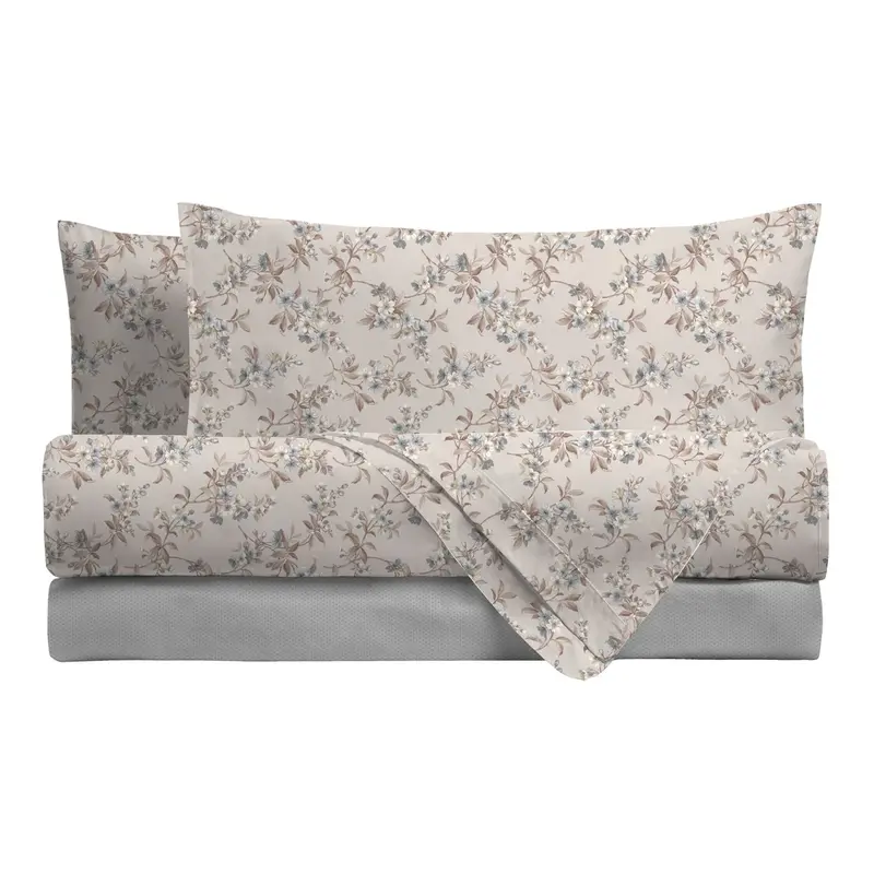 Completo Letto in Cotone Matrimoniale Amber Tortora