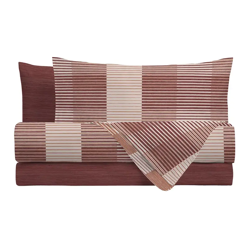 Completo Letto in Cotone Matrimoniale Gilbert Burgundy