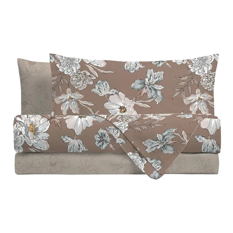 Completo Letto in Cotone Matrimoniale Julienne Tortora