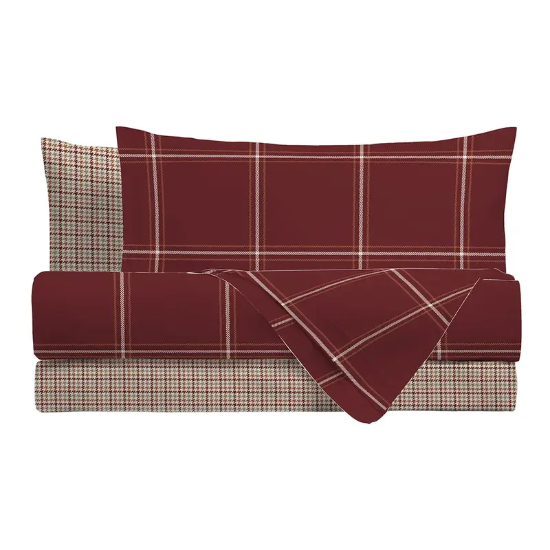 Completo Letto in Cotone Matrimoniale Mayson Burgundy