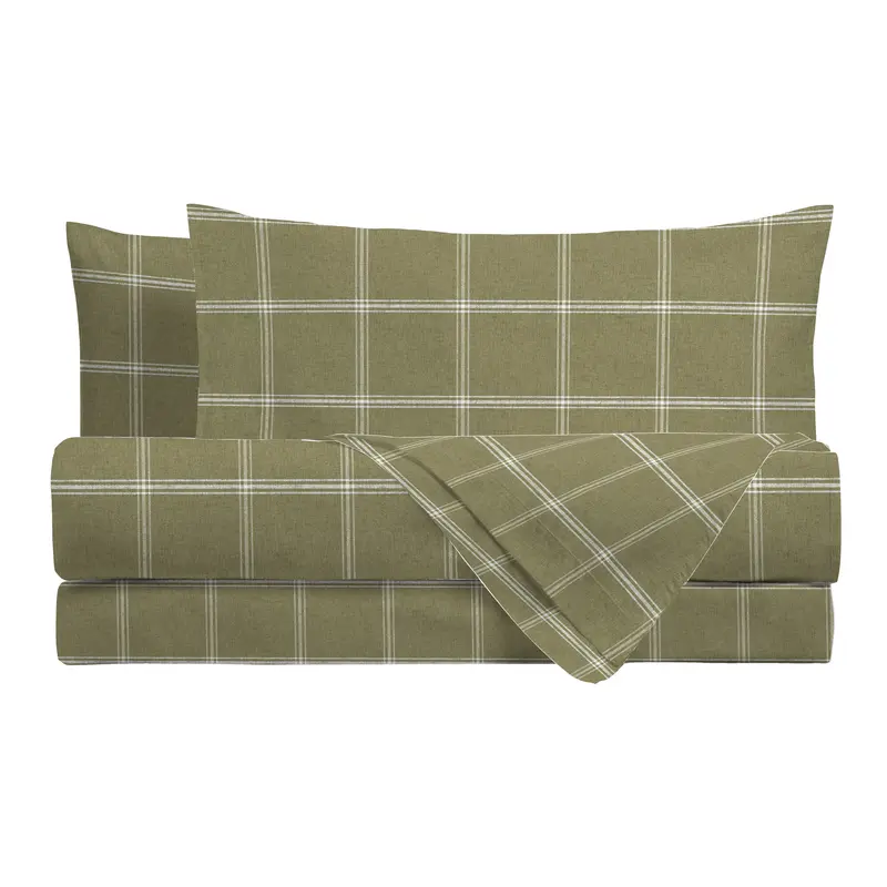Completo Letto in Cotone Piazza e Mezza Efrem Verde