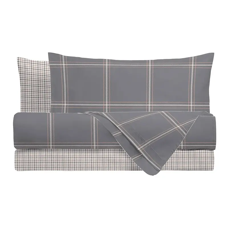Completo Letto in Cotone Piazza e Mezza Mayson Grigio