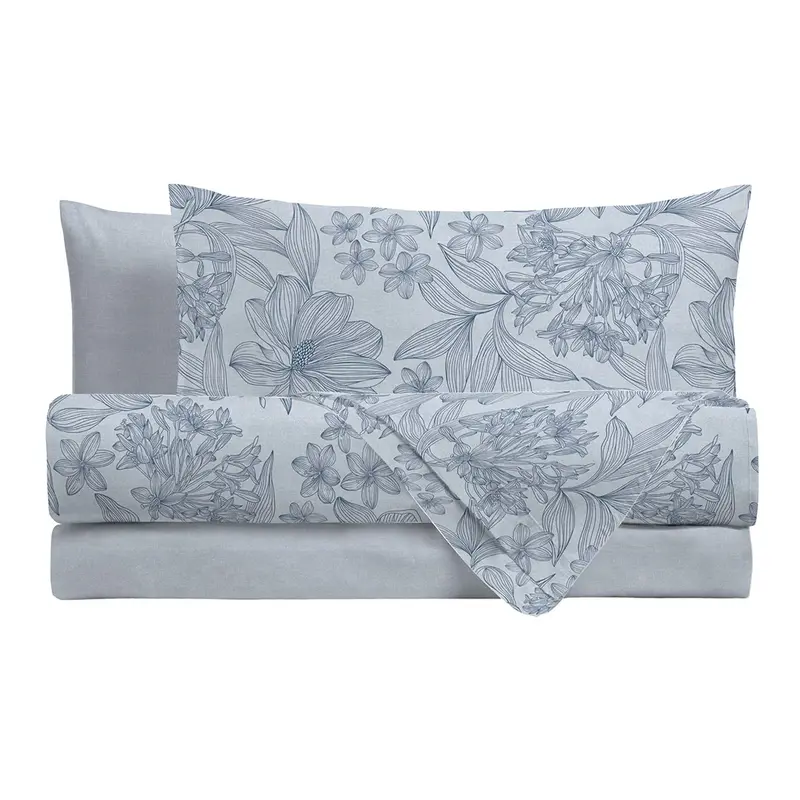 Completo Letto in Cotone Singolo Alina Azzurro