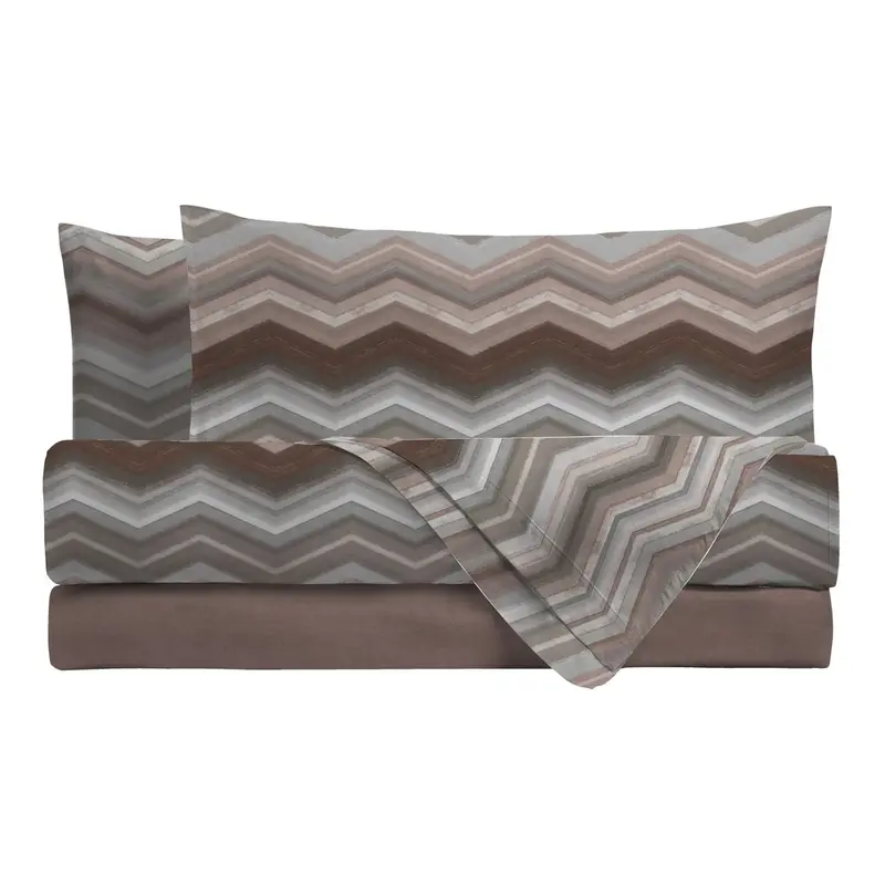 Completo Letto in Cotone Singolo Ysidro Marrone/Grigio