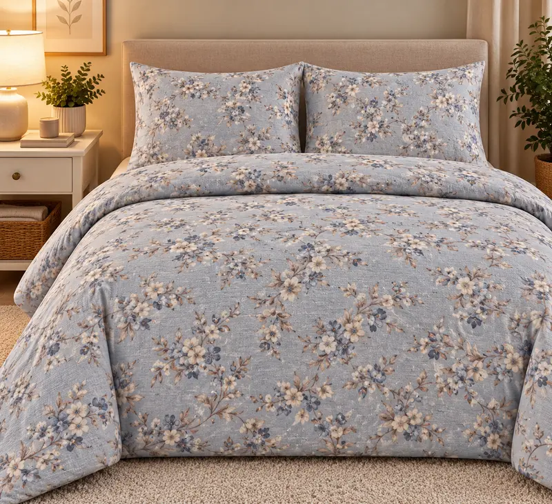Completo Letto in Flanella Matrimoniale Amber Azzurro