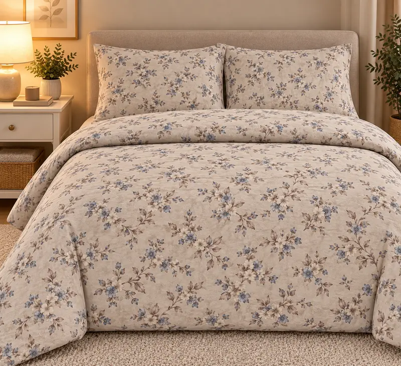 Completo Letto in Flanella Matrimoniale Amber Beige
