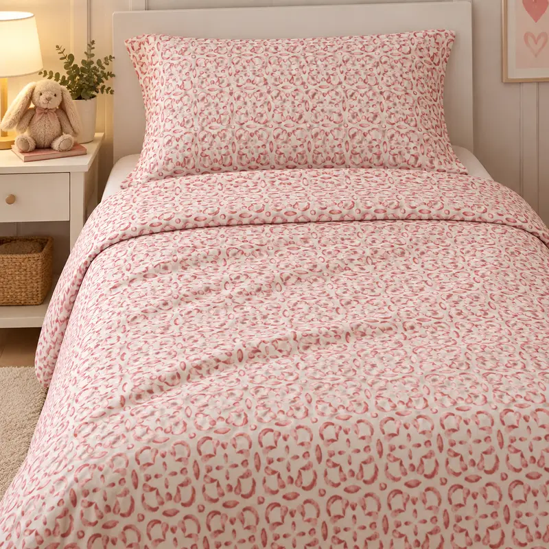 Completo Letto in Flanella Singolo Aster Rosa