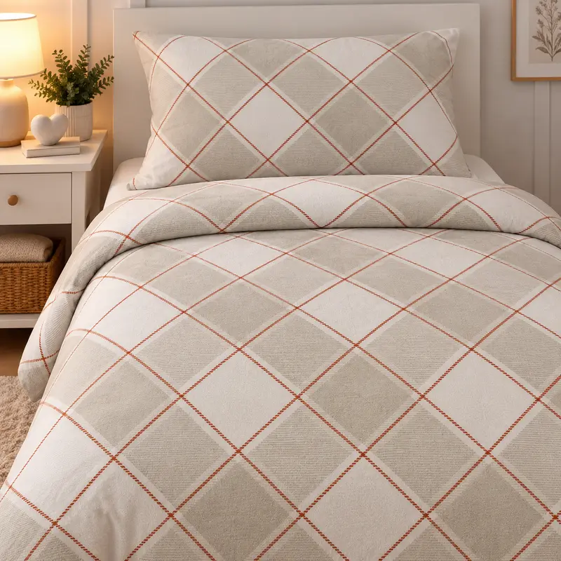 Completo Letto in Flanella Singolo Chester Beige