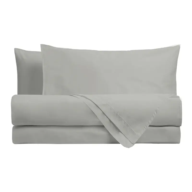 Completo Letto Matrimoniale in Percalle Tinta Unita Grigio