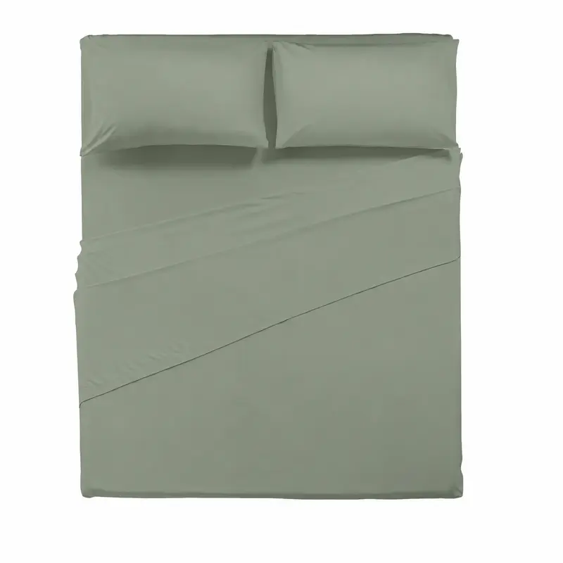 Completo Letto Matrimoniale in Percalle Tinta Unita Verde Salvia