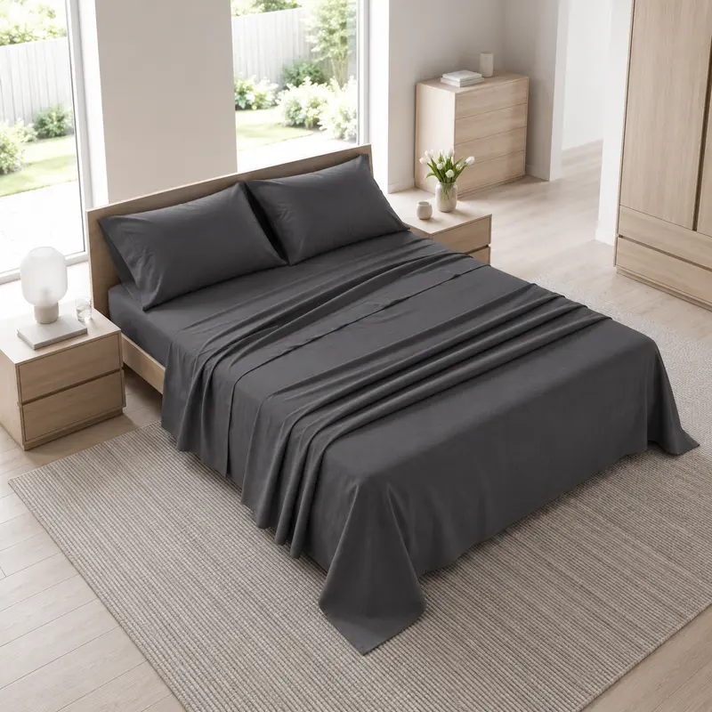 Completo Letto Matrimoniale Tinta Unita Grigio Antracite