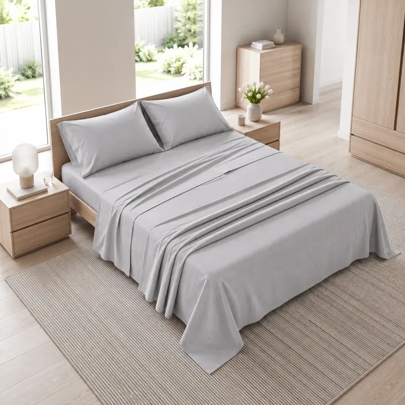 Completo Letto Matrimoniale Tinta Unita Grigio Perla