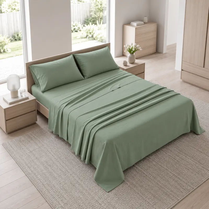 Completo Letto Matrimoniale Tinta Unita Verde