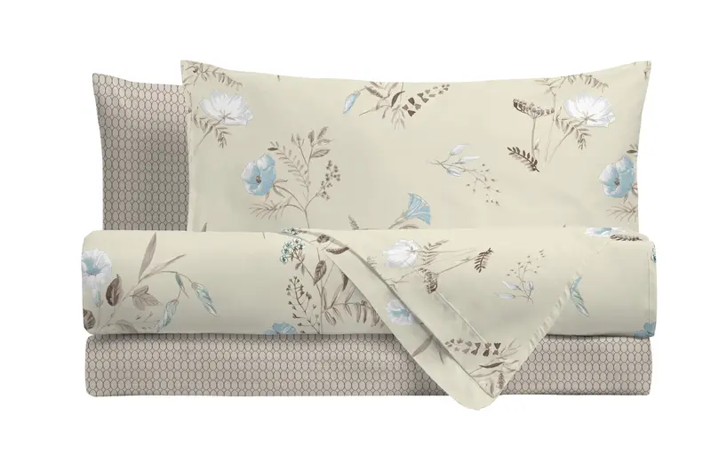 Completo Letto Meredith Beige in Cotone Singolo