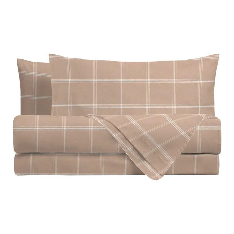 Completo Letto Singolo in Cotone Efrem Beige