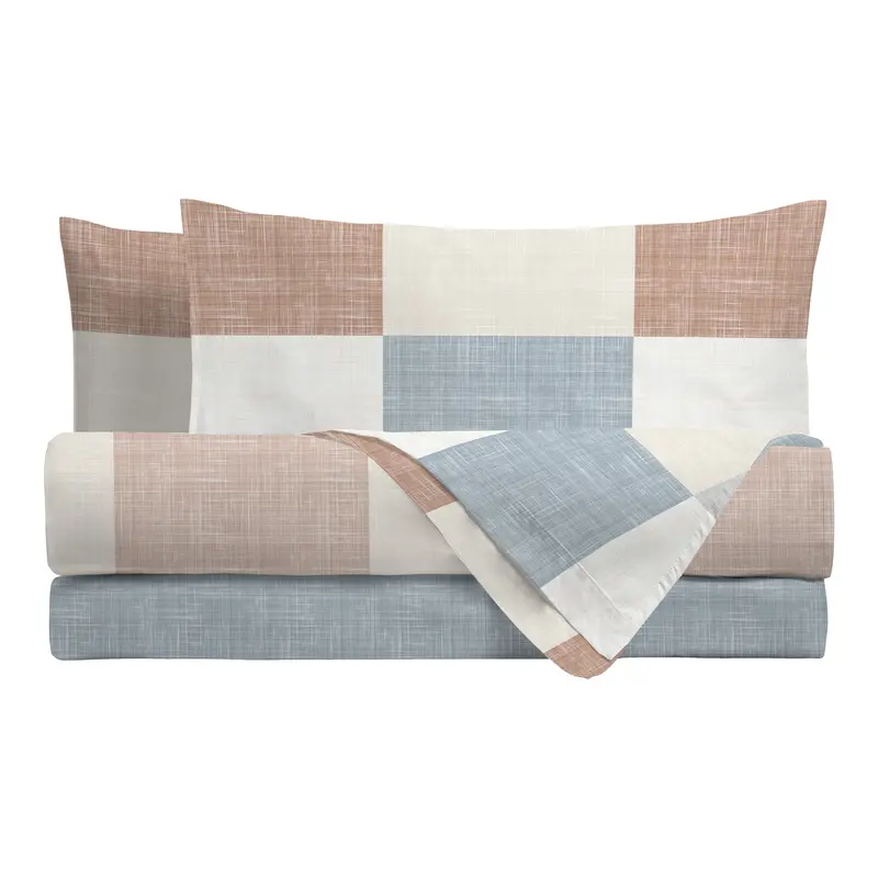 Completo Letto Singolo in Cotone Esmond Beige/Grigio