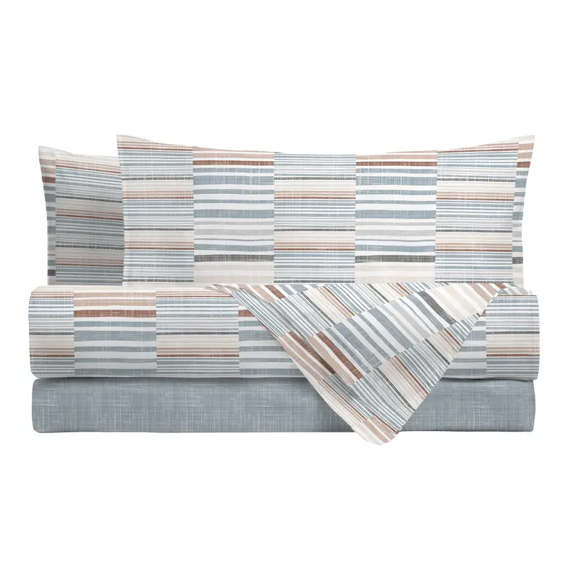Completo Letto Singolo in Cotone Ruben Beige/Grigio