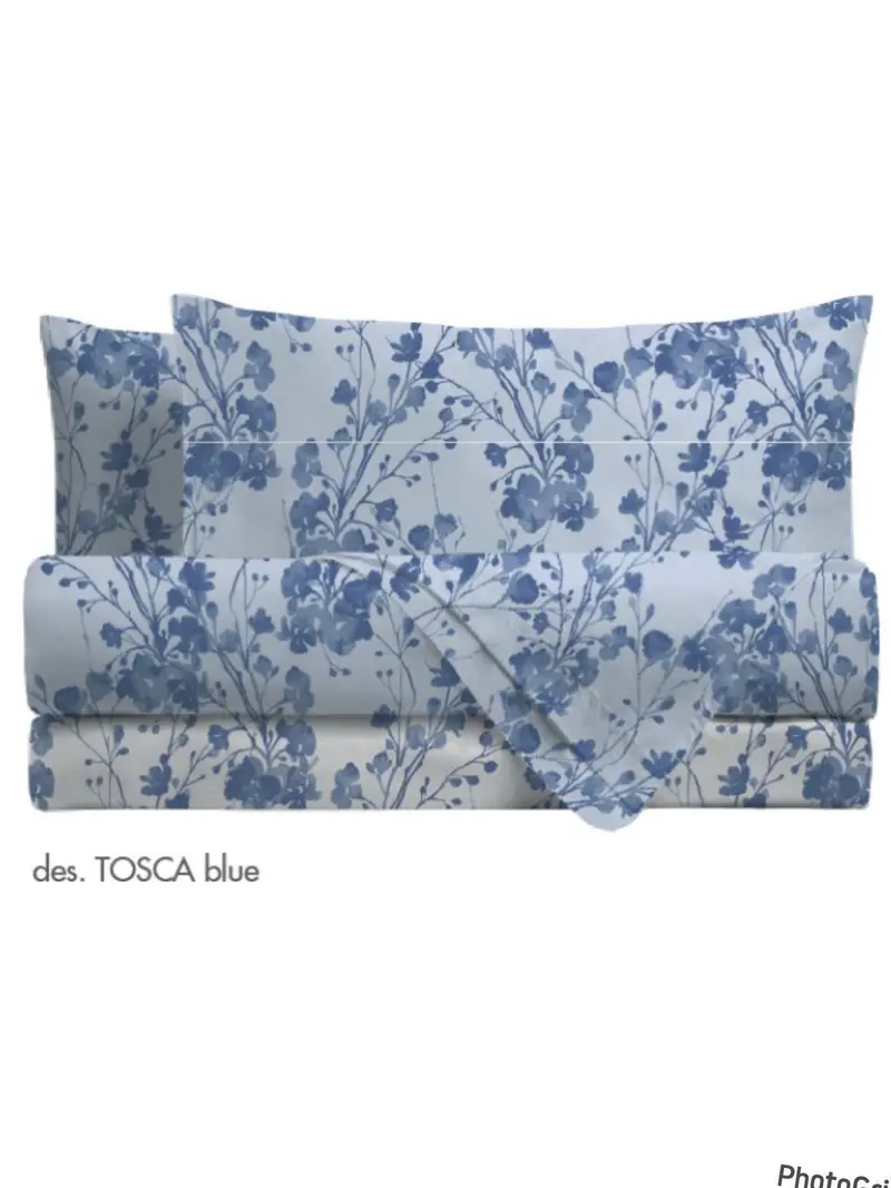Completo Letto Tosca Blu in Cotone Singolo