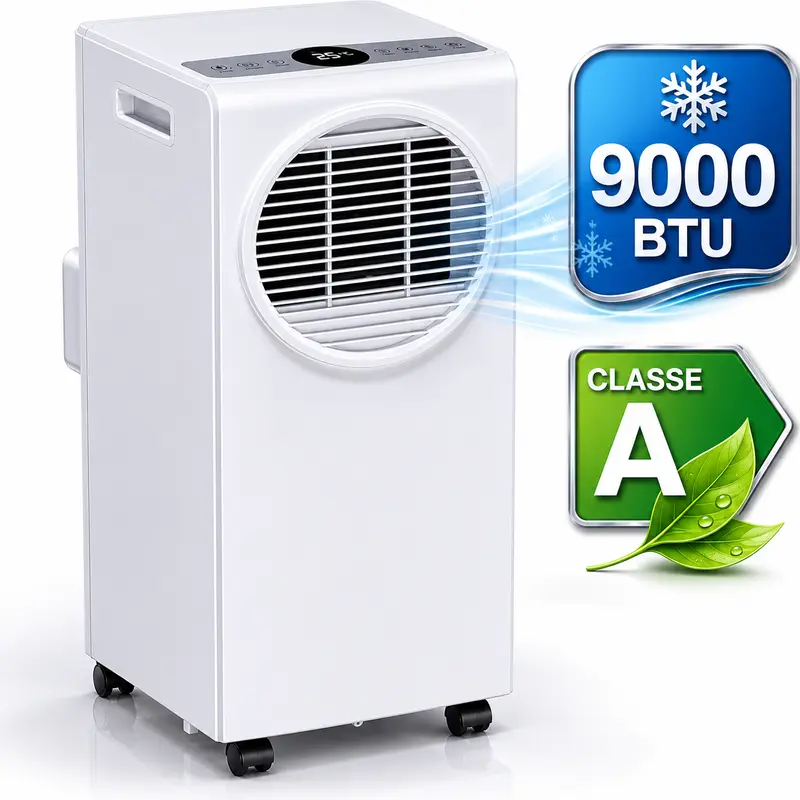 Condizionatore Portatile 9000 Btu Deumidificatore Ventilatore Telecomando Timer